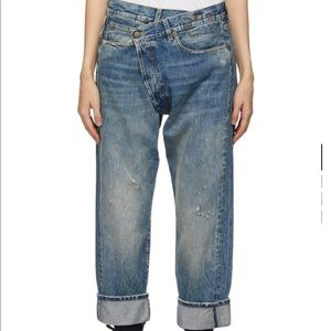 R13 Blue Cross-Over Jeans